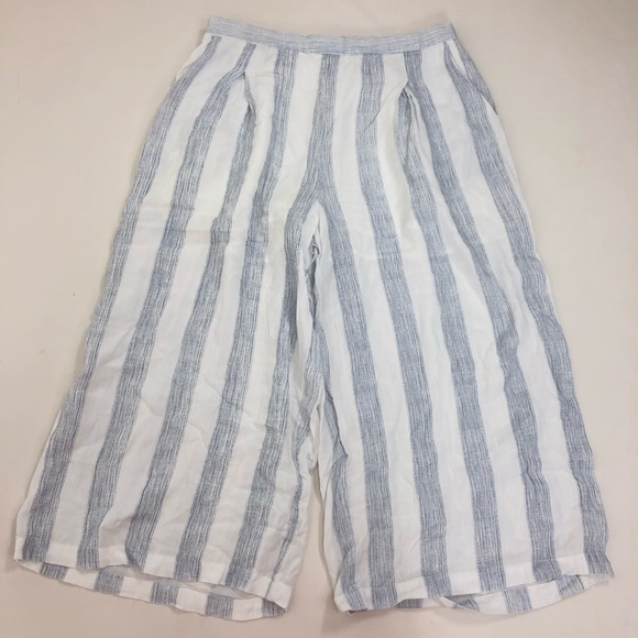 Elodie high waist pleated striped crop pants. Med - Picture 4 of 8